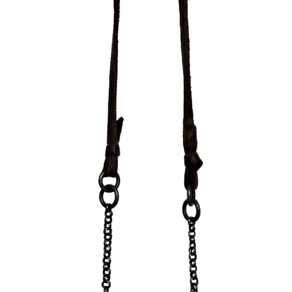 Leather and Seed Pearl Necklace with Cluster Pendant - Picture 8 of 11